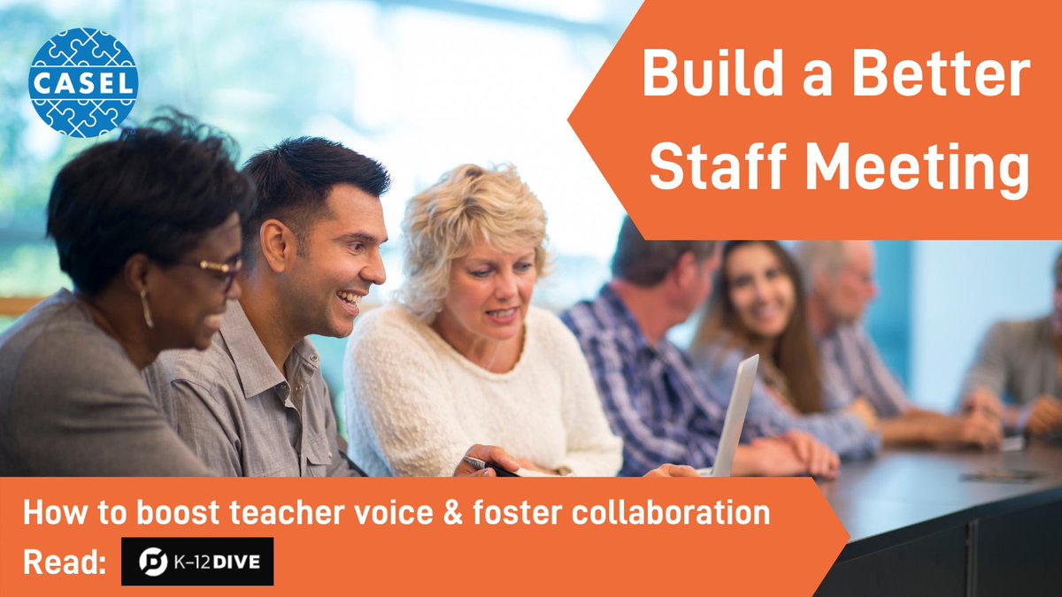 caselorg's tweet photo. Instead of traditional "sit & get" staff meetings, offer opportunities for collaboration & engagement. Ideas via @K12DiveNews: https://t.co/clu6ys3Wui
Integrate #SEL into staff meetings: https://t.co/jxKs2KFhza https://t.co/nASY0qg8h3