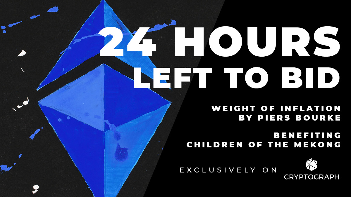 Cryptograph (@cryptograph) on Twitter photo Gasless auction happening now❗️24 hours left to bid.
'Weight of Inflation' by <a href="/piers_c_bourke/">Piers C Bourke</a>:
Part 1: ₫ ¥ $ ₩
Part 2: £ € 元 Ξ
Part 3: ฿ ₹ R$ ₫
Make 💲when outbid, only on Cryptograph.co. Gasless auction happening now❗️24 hours left to bid.
'Weight of Inflation' by <a href="/piers_c_bourke/">Piers C Bourke</a>:
Part 1: ₫ ¥ $ ₩
Part 2: £ € 元 Ξ
Part 3: ฿ ₹ R$ ₫
Make 💲when outbid, only on Cryptograph.co.