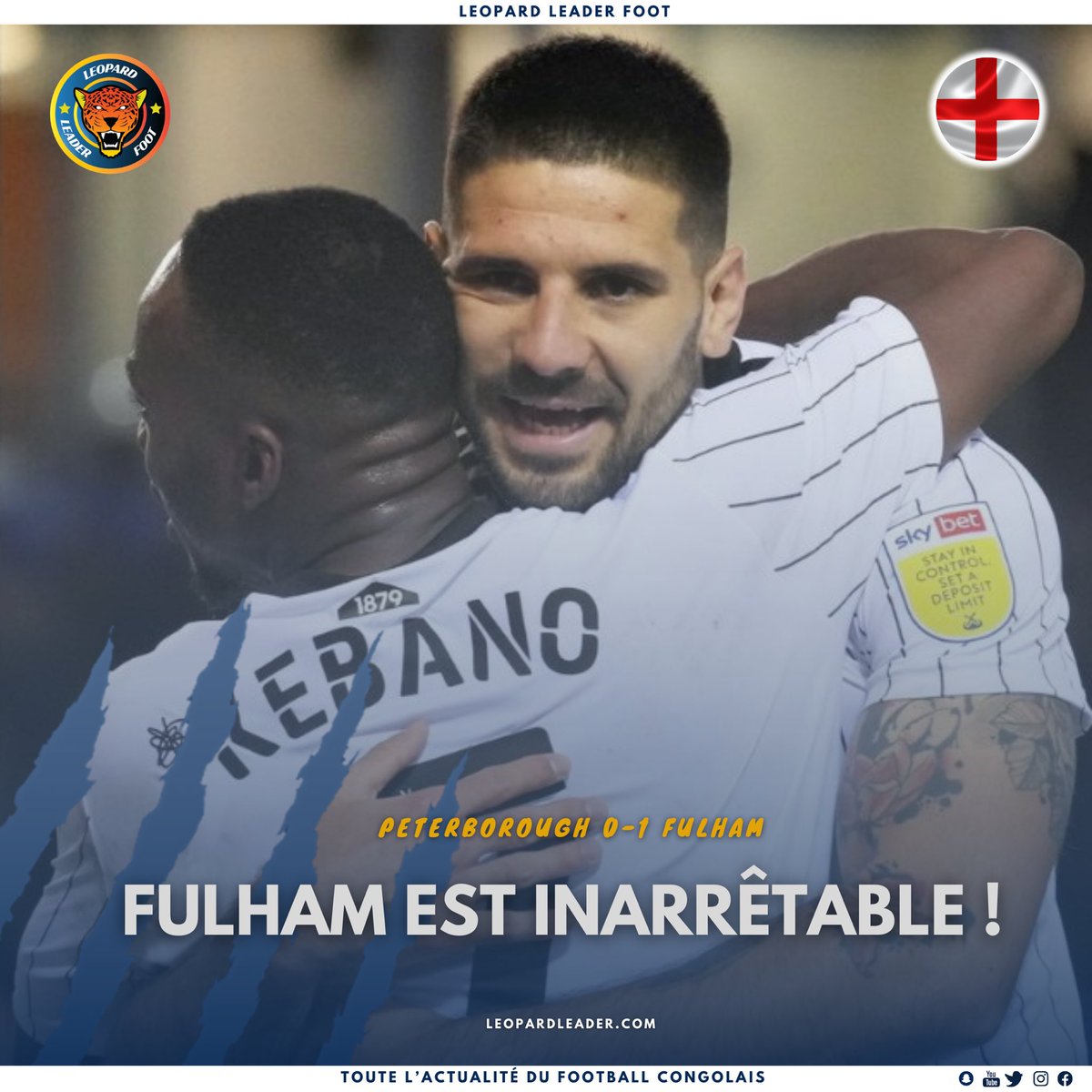 leopard243's tweet photo. Angleterre 🏴 : Le duo Kebano et Mitrovic a encore frappé. Titularisé pour animé le jeu offensif, l'international congolais 🇨🇩🐆 est impliqué avec une passe décisive(1️⃣-0️⃣). Il s'agit du 6e succès d'affilié de Fulham.
#RDC #Congo #Championship #PETFUL https://t.co/jtY37wL5BG