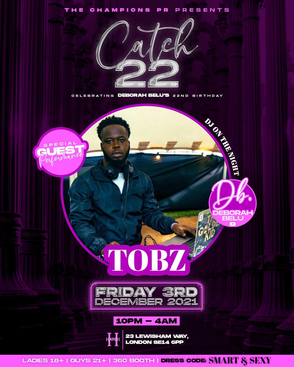 KwamzOriginal's tweet photo. The Golden Kid &amp; The Champion Boy @DJTobz_ &amp; @DJTEEJ_UK Will Be Live @ Catch 22!✨ https://t.co/fiHF9gJxiJ