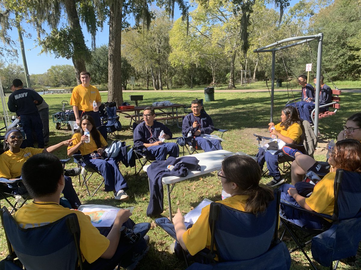 NJROTC cadets relax after finishing their course at the Houston Orienteering Meet at Challenger 7 Park in Webster. Equipped with a map, compass and a little knowledge, teams work together to finish in the shortest time. <a href="/SBISD/">Spring Branch ISD</a> <a href="/SB_GuthrieJROTC/">SB Guthrie NJROTC</a>