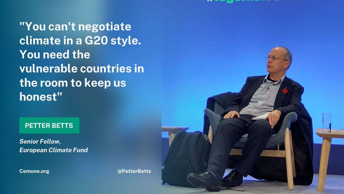 Cemune_Official's tweet photo. Is the #climateregime flawed? Peter Betts emphasises that 📢 "you can't negotiate climate in a #G20 style. You need the #vulnerablecountries in the room to keep us honest.”
Follow the discussion online https://t.co/mCaKzkTtnf!
#NegotiatingtheParisAgreement #BookLaunch #CEMUNE https://t.co/PgkbmOdFKd