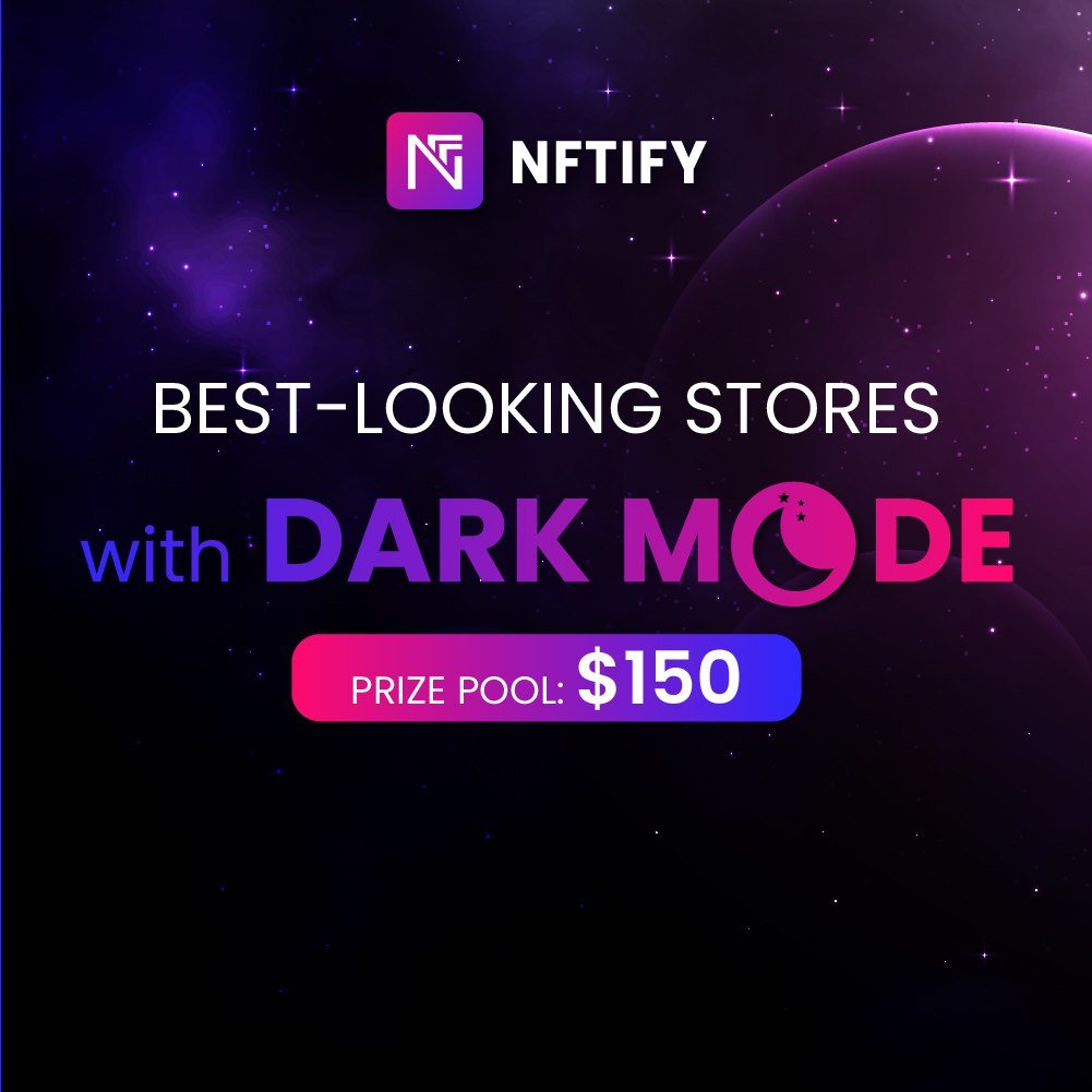 nftify_official's tweet photo. Not sure about you, but dark more looks better on browser, wallpaper... basically everywhere

Our recently introduced dark mode is sexy🔥

Did we mention you can earn 150$ in the process of improving your store? 

$NFTify https://t.co/u54v77ka6l