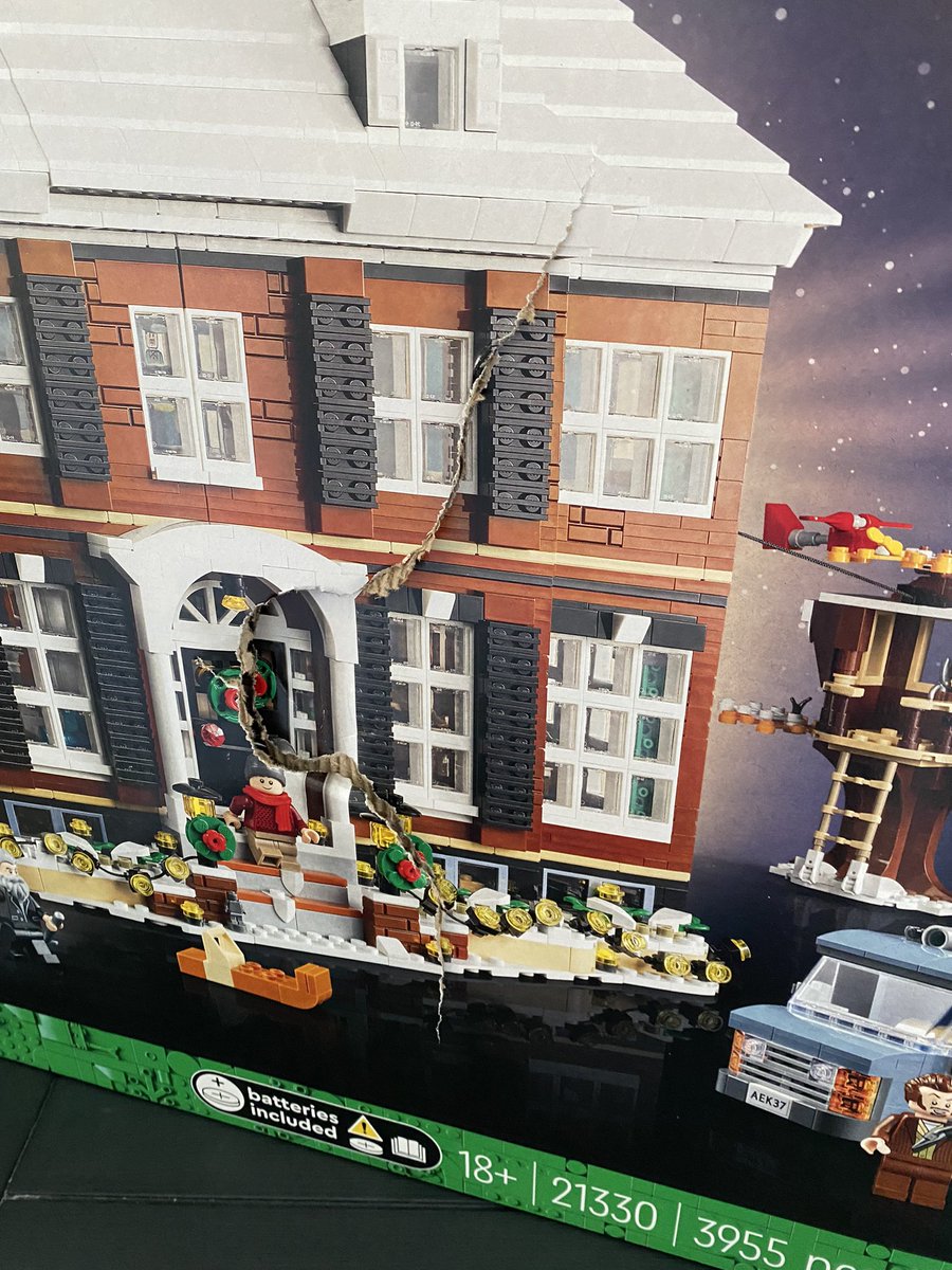 BuckeyeStacey's tweet photo. @LEGO_Group excited to get our home alone set.  When box is received damaged and set says sold out is there anything I can do to get a new box? https://t.co/0h76ovEQRw