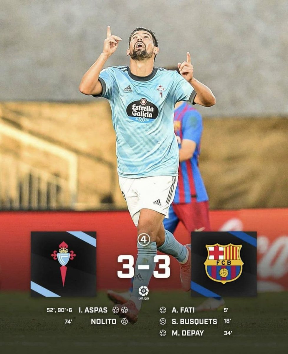 PulseSenegal's tweet photo. Le Barça concède le match nul à Vigo alors qu'il menait très largement (3-0) à la mi-temps.

#PulseSports #Senegal #Barca https://t.co/djhSXQQr7o