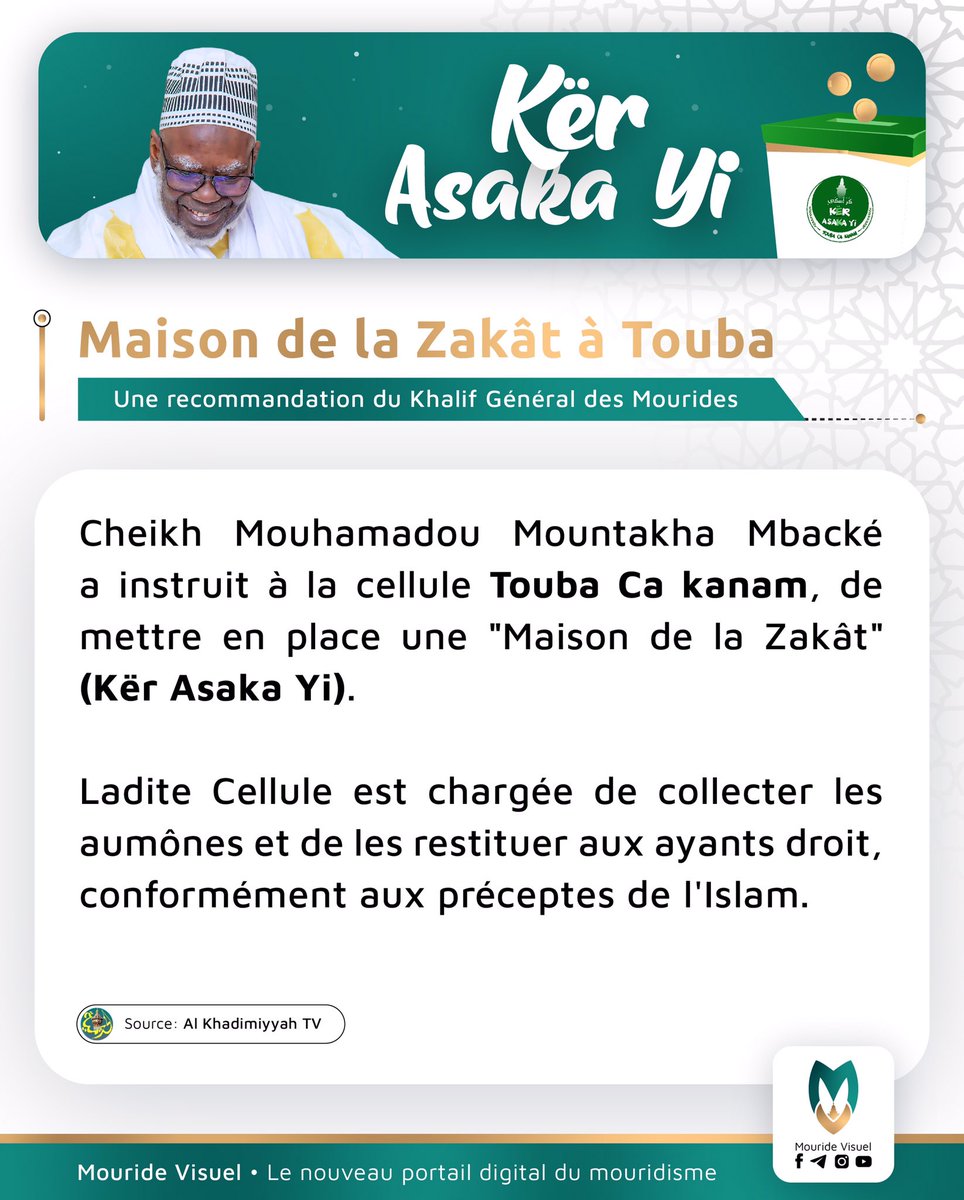 💰KËR ASAKA YI💰
Ci ndigëllu Sëriñ Muntaxaa Mbàkke

#mouride #mouridisme #touba #islam #18_safar #magaltouba #touba #serignetouba #mouridesadikh #cheikhahmadoubamba #serignemountakhambacké #senegal #team221 #kebetu #khassaid #dakar #senegal #toubacakanam