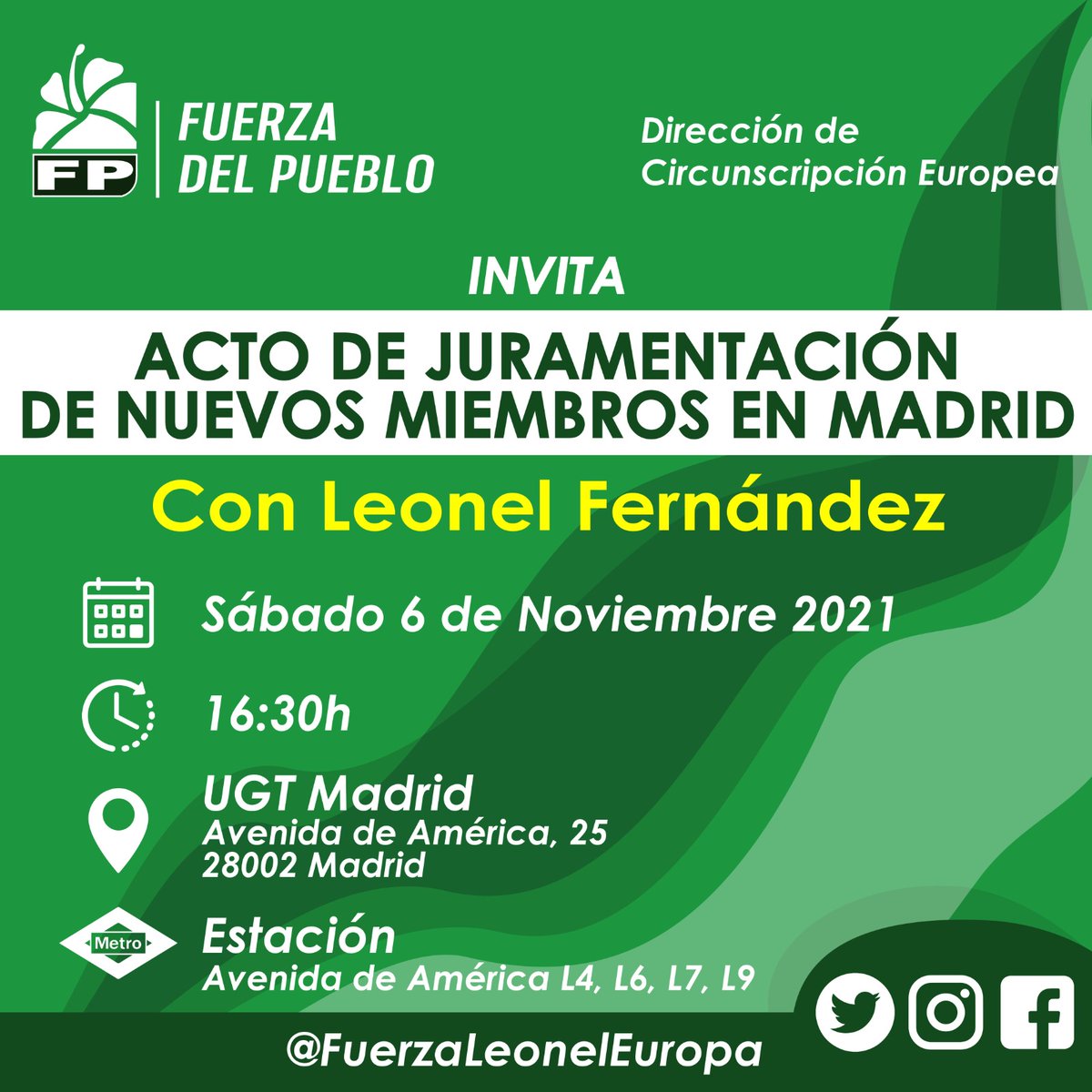 fpcomunicaeuro1's tweet photo. Madrid juramenta miles de miembros de la Fuerza del Pueblo con la presencia de nuestro presidente de @fpcomunica @leonelfernandez 

Sigue el evento en directo https://t.co/y97Yly98pN 

#FPComunica 
#FPComunicaEuropa 
#LeonelEnEuropa
#LeonelFernandez https://t.co/iq2G9pVQPn