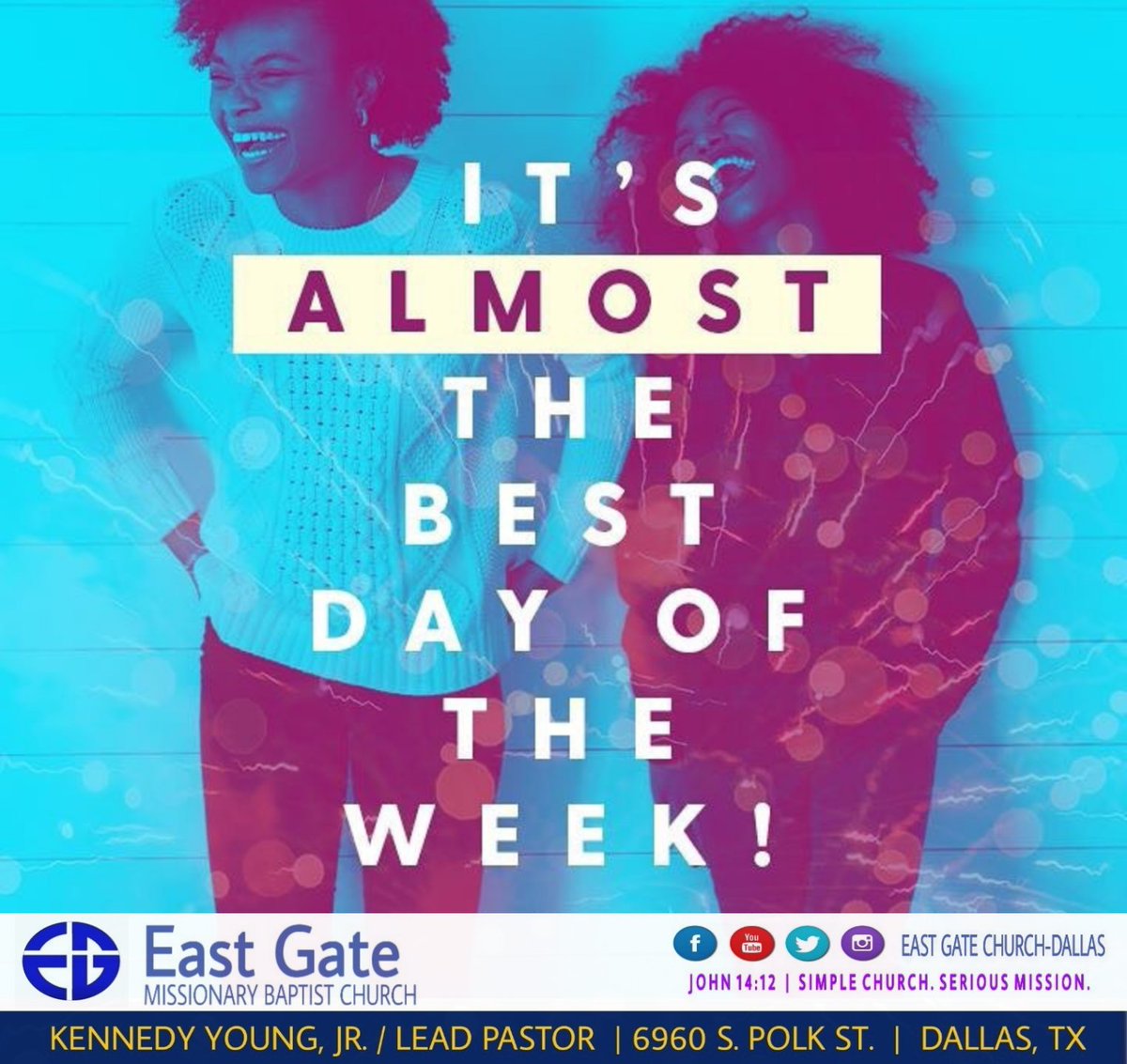 EGateDallas's tweet photo. We're praising God tomorrow, join us on the first Sunday of the month. JOIN US! #weAREeg 

💻 https://t.co/qeU2dL3tZ9
🔵 East Gate Church-Dallas
🔴 East Gate Missionary Baptist Church https://t.co/AlWh82pliQ