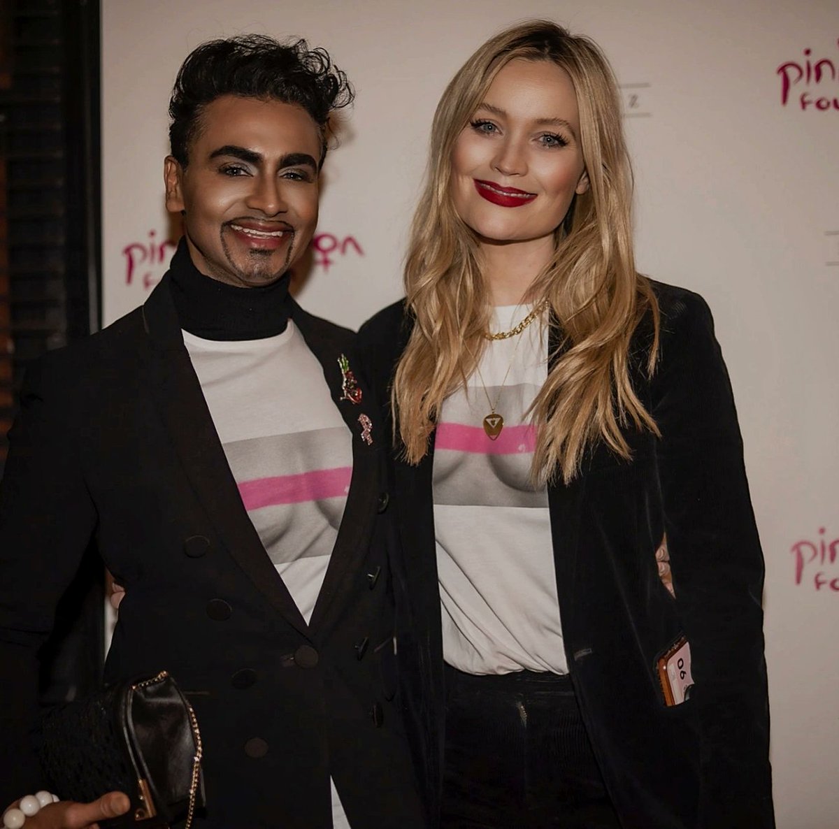 JayKamiraz's tweet photo. Strike A Pose! 
Modeling New Breast Cancer Awareness Tshirt with the Fabulous @thewhitmore designed by @ericabergsmeds in partnership with @pinkribbonfound 

#mrfabulousofficial #ericabergsmedsXpinkribbonfoundation
#BreastCancerAwareness #fashion #charity #laurawhitmore #TeamPRF https://t.co/j0dJinQm0G