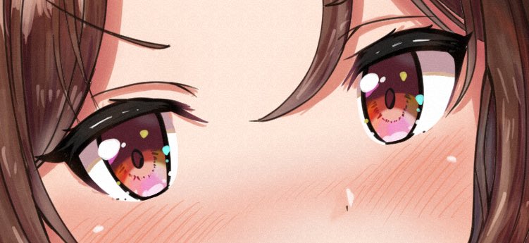 1girl close-up solo brown hair eye focus blush looking at viewer  illustration images