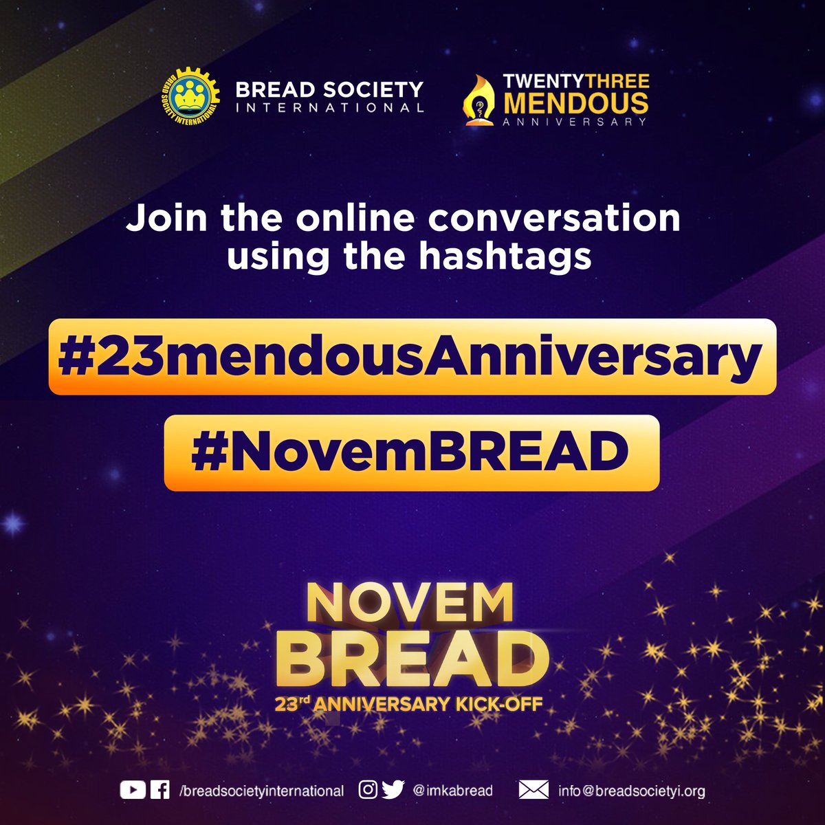 mcgibread's tweet photo. The night may be very late but this doesn’t stop us to stay up and tune in to BREAD Society’s 23rd anniversary Kick-off!

Let’s liven up the night by sharing your thoughts on Twitter using the hashtags #23mendousAnniversary #NovemBREAD. https://t.co/67DkKtlxOa