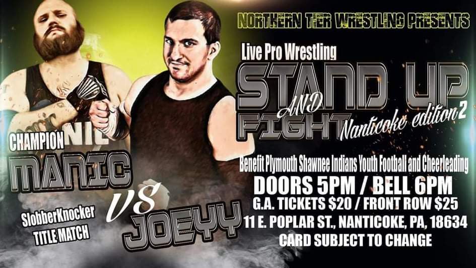 OriginalManic's tweet photo. Manic vs Joeyy 
SlobberKnocker Wrestling champion 
Friday Nov 12th. https://t.co/W6vWNggrug