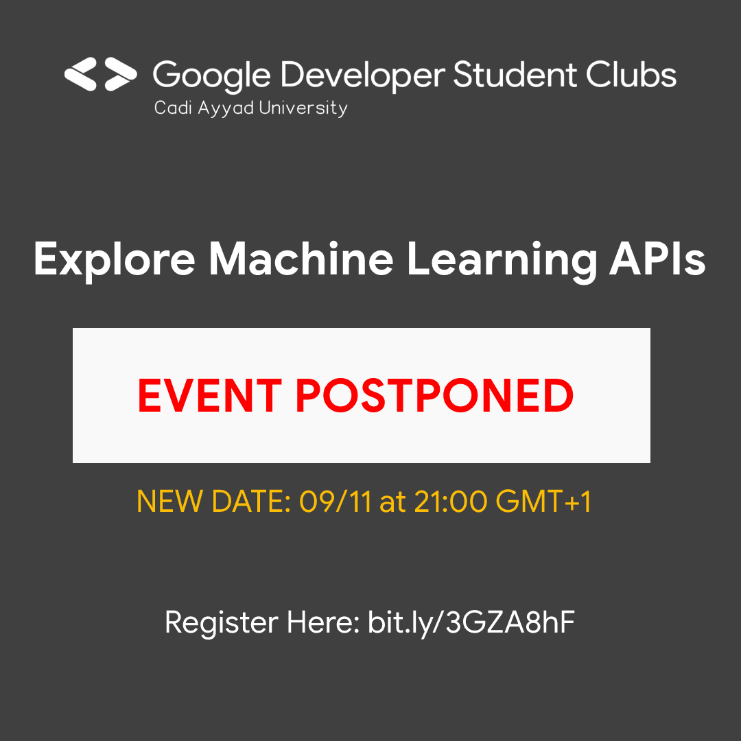 GDSCUCA's tweet photo. 🔴 We are sorry to inform you that today's event date is changed to 09/11/2021 at 9:00 PM ⌚ because of the technical issues we are facing to get you the free monthly subscription on Qwiklabs.
#GoogleDeveloperStudentClubs 
#GDSCMENA 
#gdscuca https://t.co/cFh6n7uEvH