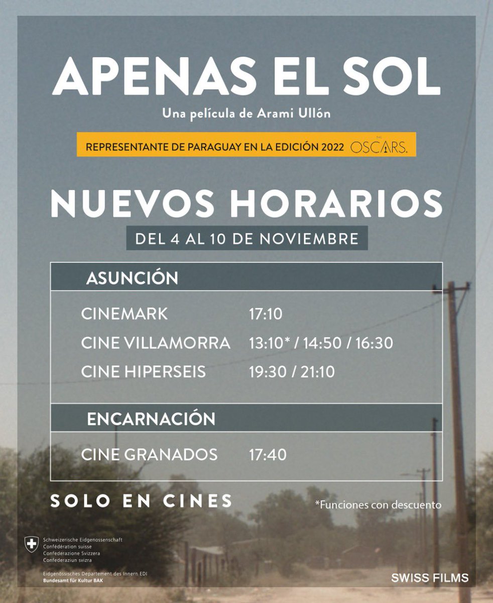 #apenaselsol está este fin de semana en cines de #Asunción y #Encarnación. Les invitamos a que asistan a salas y vivan la  experiencia cinematográfica, que apoyen al cine paraguayo y que contribuyan con el pueblo ayoreo. Parte de las entradas irá a un fondo de defensa legal.