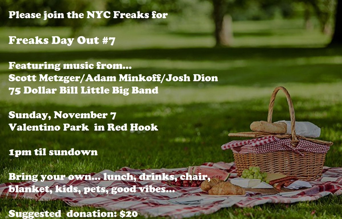 FreaksActNet's tweet photo. Join the NYC Freaks &amp; FAN &amp; @scottymetz et al tomorrow. Sweet tunes &amp; chill hangs with cool people in the park all afternoon to celebrate Freaksgiving &amp; the last outdoor music of the season.

PLUS, we're running a coat drive. Bring that coat you're not using anymore to donate! https://t.co/tbNPTe1AEw
