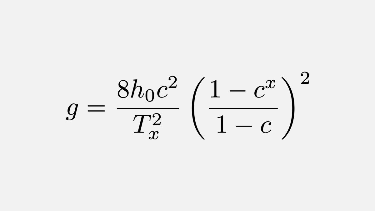 fermatslibrary's tweet photo. Here's an easy way to measure the acceleration of gravity at home with a yardstick, a bouncy ball and a stopwatch. 
h₀ - height of the drop
h₁ - height of the 1st bounce
Tₓ - time for x bounces
c=√(h₁/h₀) https://t.co/Z2bireyeSN