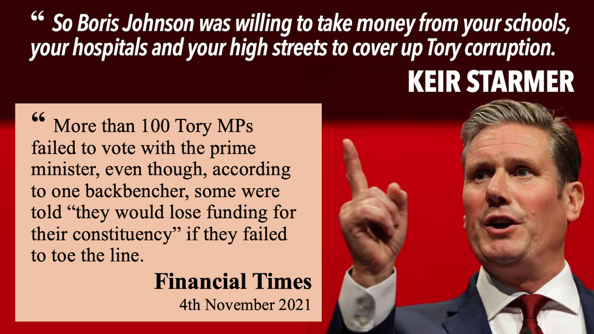 @Keir_Starmer @WCountryBylines Such an important point! The fact Johnson was prepared to strip communities of govt grants if Tory MPs didn't vote to condone corruption exposes his #LevellingUp agenda as a hollow PR sham. Anyone been levelled up yet? after 2-1/2yrs of Johnson, I've only been levelled down.