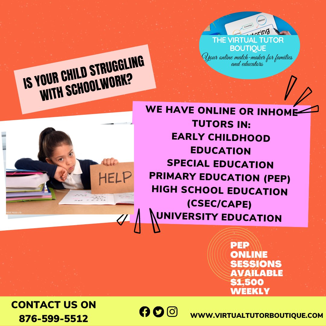 Academic struggles can be stressful for both children and families.  We are here to offer the support your precious lil ones need, to become their best selves.  Schedule a consultation today!

#onlinetutoring #inhometutoring #virtualtutor #tutoringonline