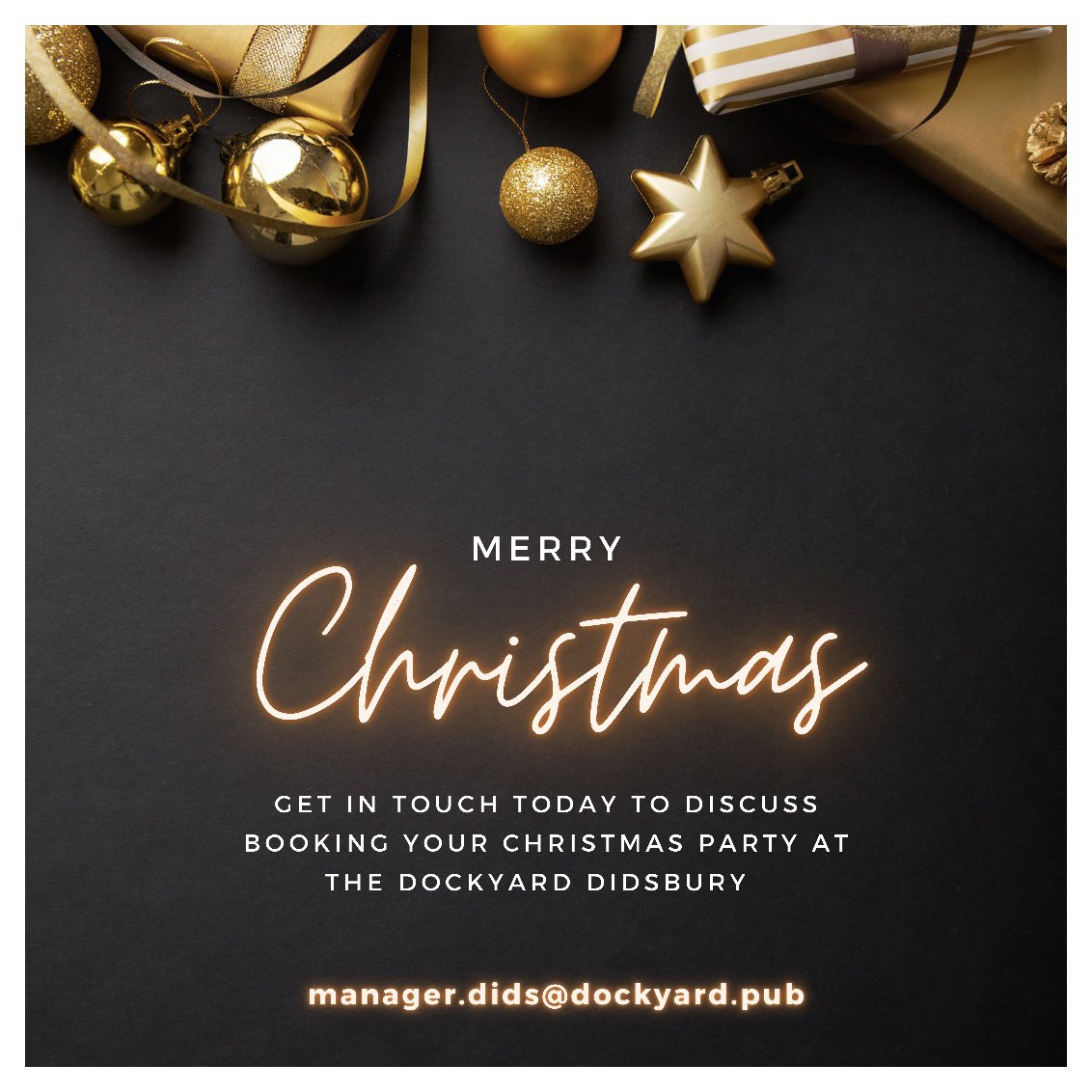 It’s party time 🥳 Book your Christmas party with us, drop us an email today. 

#dockyarddidsbury #dockyardpub #didsbury #didsburylife #didsburyvillage #didsburyliving #didsburydrinks #didsburypubs #christmas #christmasparty #christmastime #christmascelebration