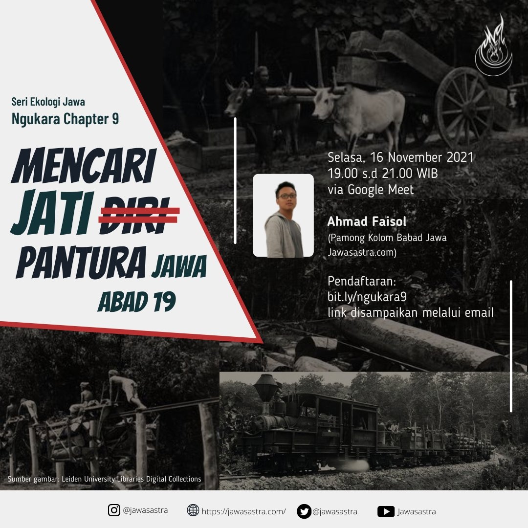 Mesthine Bu Bakar iki belajar saka abad 19 neng Pantura Jawa. Alam ki perlu dijaga, padha kaya perasaan, bu

Ya wis lah. Perkara ekologi neng Jawa cen perlu perhatian khusus. Apa meneh bab jati. Suk tanggal 16 ayo ketemuan lur. Disambi pacaran jg bisa kok

form.jotform.com/213082589779472