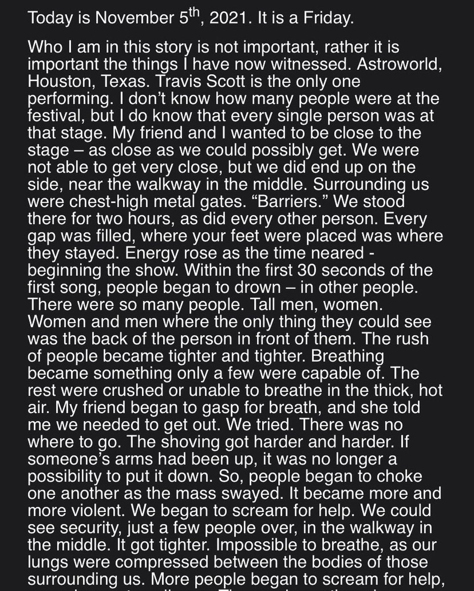 dramaforthegirl's tweet photo. Instagram user @/seannafaith shares what she saw at #ASTROWORLDFest.

She pleaded with camera crew and tried to alert Travis Scott to please stop the #ASTROFEST show amid deaths. She was dismissed. https://t.co/tB0mycedPl