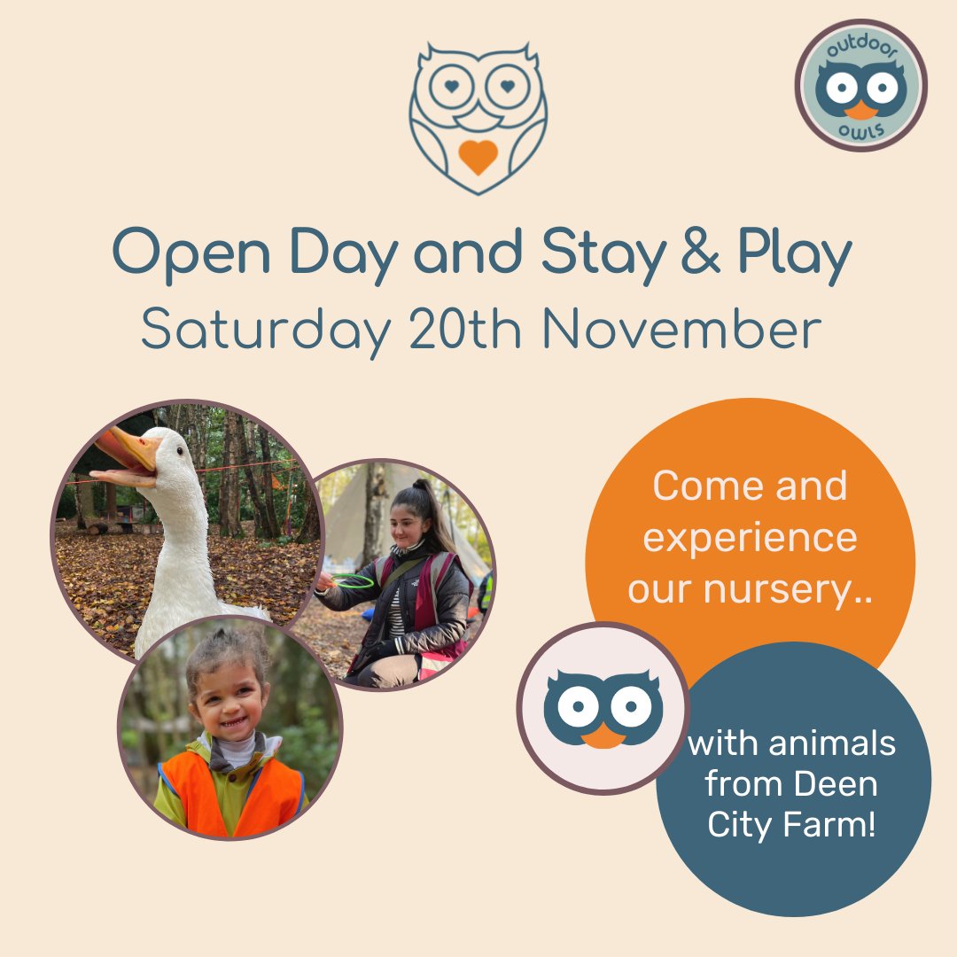Outdoor_Owls's tweet photo. We're running a last Open Day and Stay &amp; Play due to demand! 😀🌳🏕️

Want to give your child the benefits of the great outdoors? Come and meet our owlsome team on Saturday 20th November, 10am - 1pm 🧡😍

You can register to attend online at https://t.co/gaj3w9uPv3 🍂 See you soon https://t.co/gZxO5piRpp