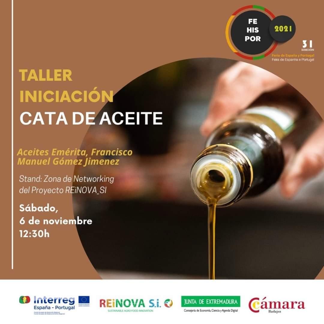 CTAEX_CIT's tweet photo. Nuestro compañero @alfonsoleologo ha impartido hoy un interesante taller de iniciación a la Cata de Aceites en el stand del @Reinova_SI  @fehispor @CTAEX_CIT #AceitesEmérita https://t.co/UXKDbKbNB5