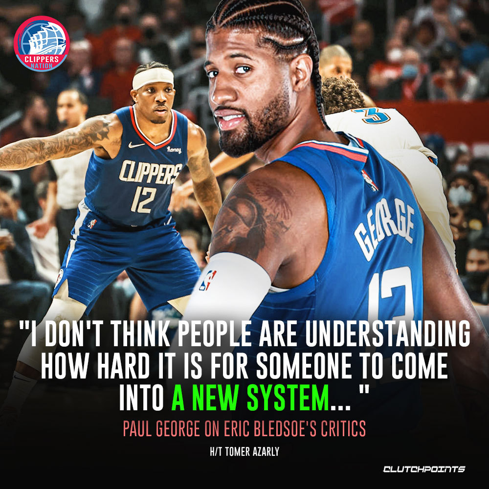 ClipperNationCP's tweet photo. Eric Bledsoe has a big believer in Paul George 🏀
---
#NBA #clippersnation #PaulGeorge #EricBledsoe https://t.co/t02zdwMLCf