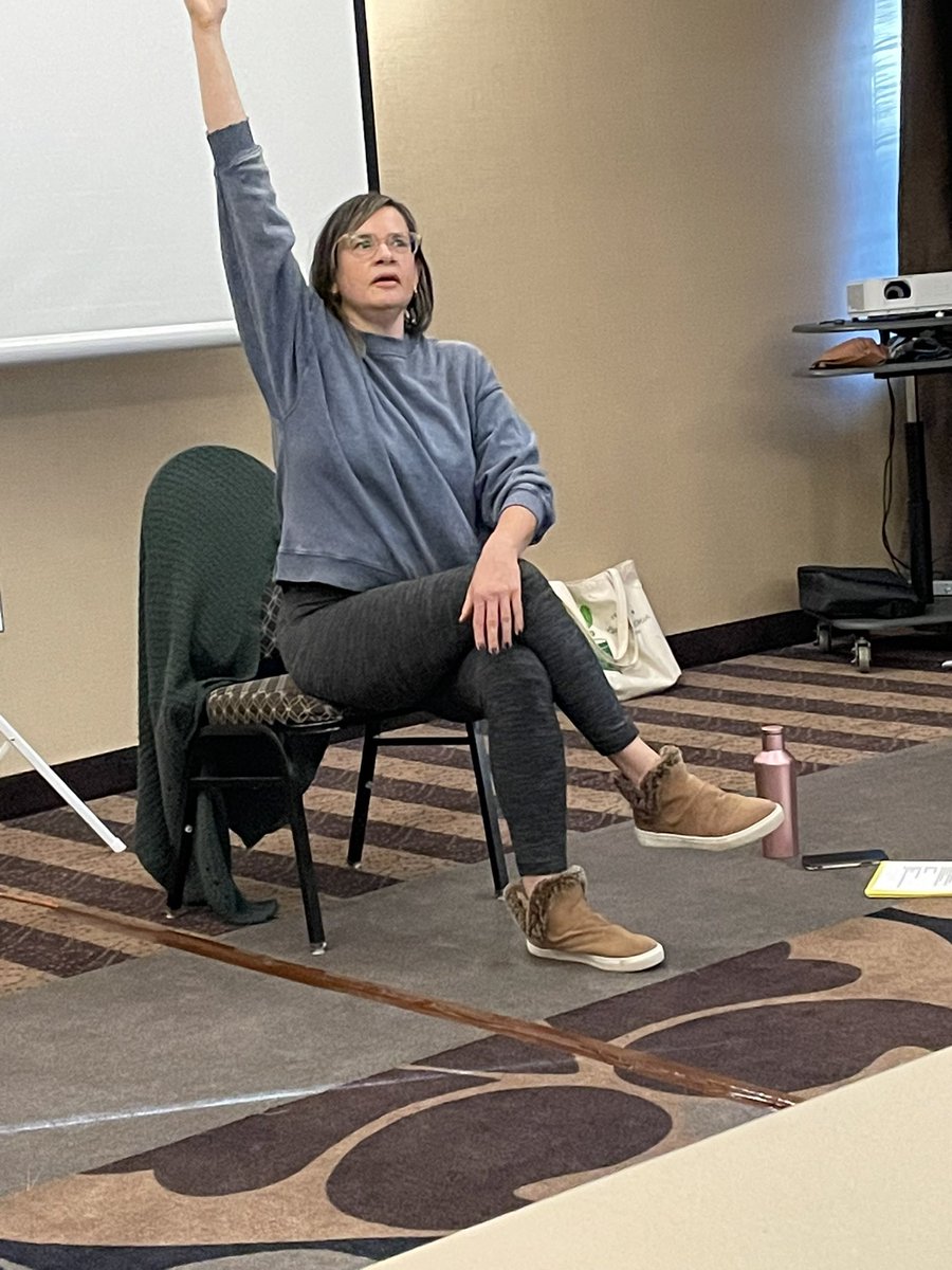 keepingclassics's tweet photo. By far my favorite #KATEcon session. Chair yoga for teachers. https://t.co/budLp1EE7W