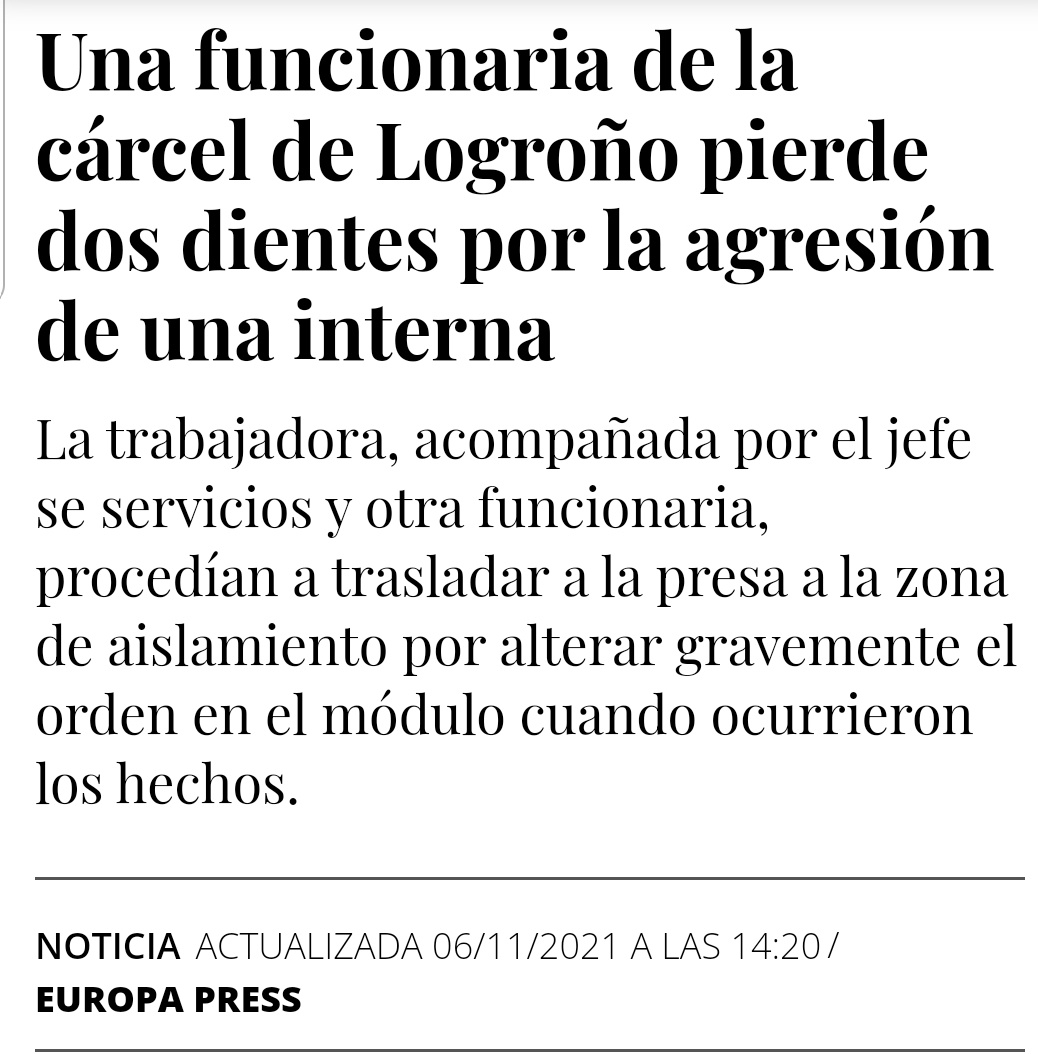 Tampm_Palencia's tweet photo. DESEAMOS una buena recuperación a la compañera. Pero sobretodo DESEAMOS q la próxima agresión la sufra un mando o cargo @iippgob 
para q nuestros máximos responsables empaticen d nuevo con una agresión en #sosprisiones 
@mjmonteroc @cucagamarra
@Macarena_Olona @mariapg1980 #TAMPM https://t.co/rtOfWKHF8l