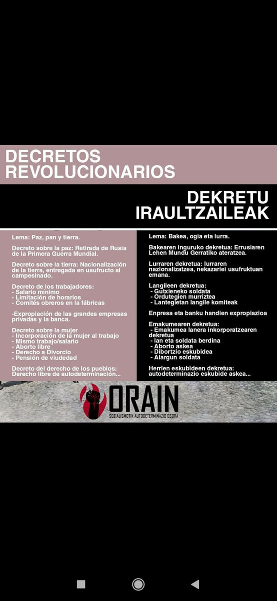 Pasa den ostegunean, Azaroaren 4a, Urriko iraultzaren 104.urteurrena bete zen// El pasado jueves, 4 de Noviembre, fue el 104 aniversario de la Revolución de Octubre.