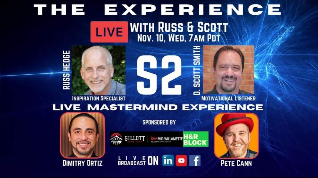 russhedge's tweet photo. Laughter definitely is medicine - a great way to Terminate Negativity! This Wednesday,at 7am PDT on The Experience Live with Russ and Scott!
Join us and our guests Dimitry Ortiz and Pete Cann.
#negativityterminator #laughterman #theexperience #motivationallistener #RussSelfie https://t.co/zbqPsa4Qzp