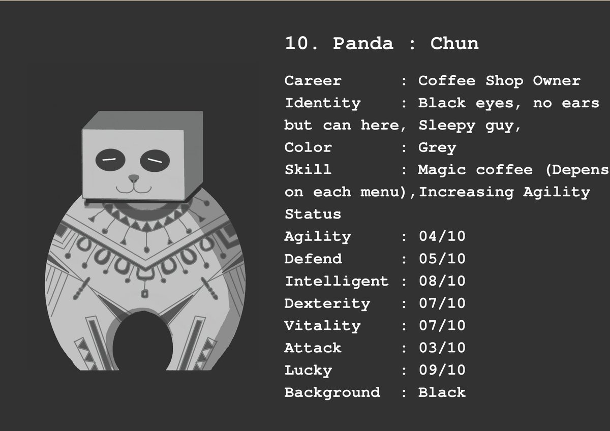 katelada_nft's tweet photo. #RectangleFaceEp1 #010Chun :He open CoffeeShop.Mystery stone gave his coffee got magical power by gaining agility status 30% up.Even his coffee increase someone's power, but he always being asleep panda 🐼 https://t.co/P14Bvkmc0a
#NFTCommunity #NFTTHAILAND #nftjapan #nfts https://t.co/EZ8JyfGCco