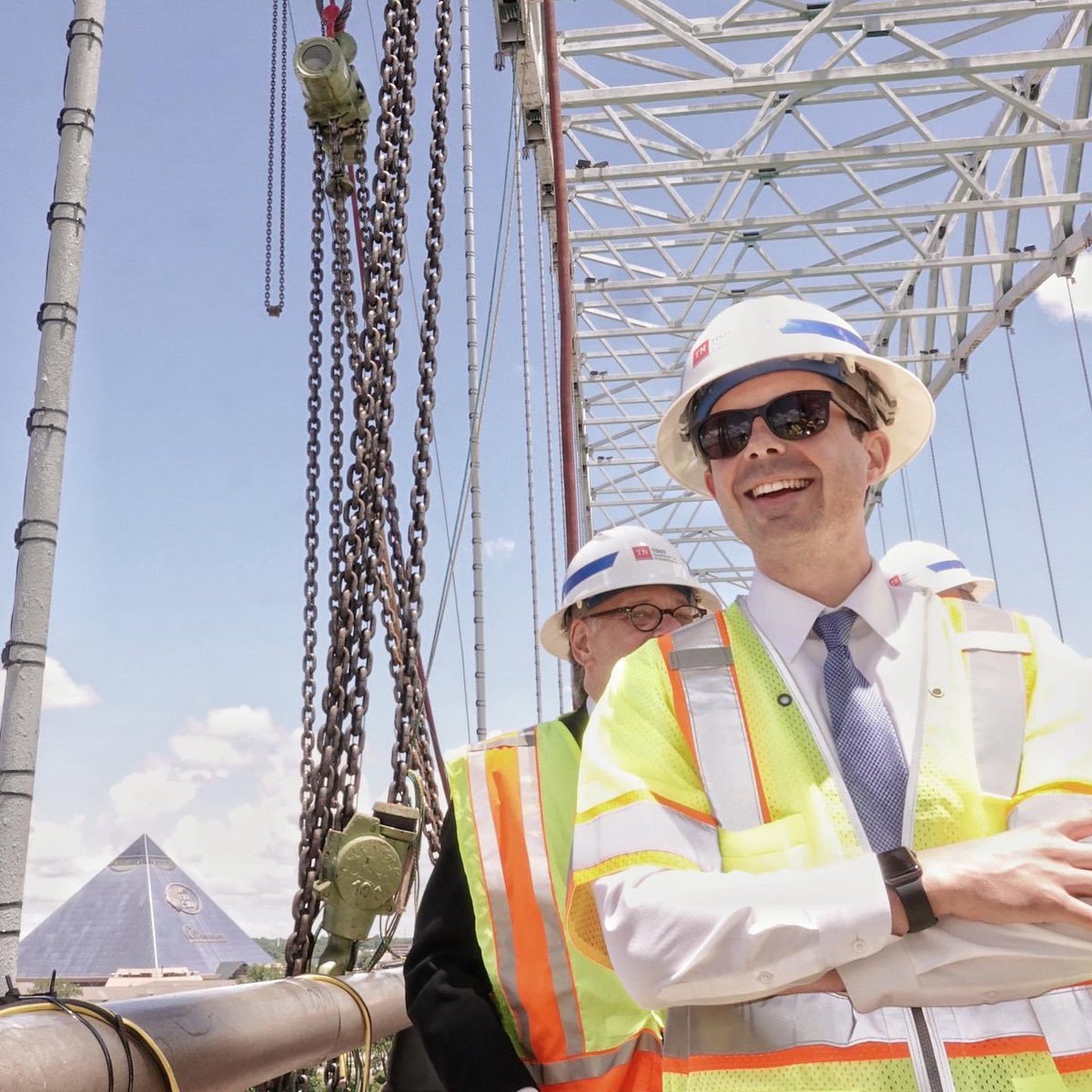 Chasten's tweet photo. It’s go time. Congrats @POTUS, @VP, @SecretaryPete, and all those involved in making this historic investment in our country a reality! #InfrastructureWeek https://t.co/eAfwK8ZTji