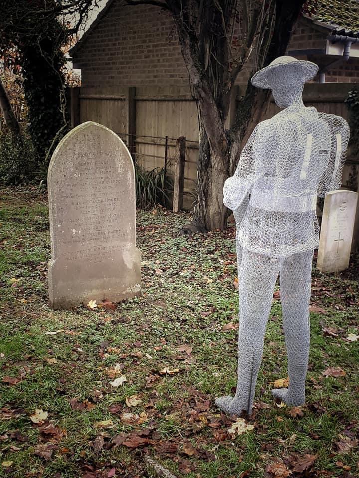 JadeCityBC's tweet photo. The ghosts of soldiers silently standing over their graves in the St John's Churchyard, Slimbridge. It floors you to silence and moves you to tears. Well done Jackie Lantelli, for a stunning tribute to those who gave their lives 
These have since been donated to the families https://t.co/RcGmOoT2km