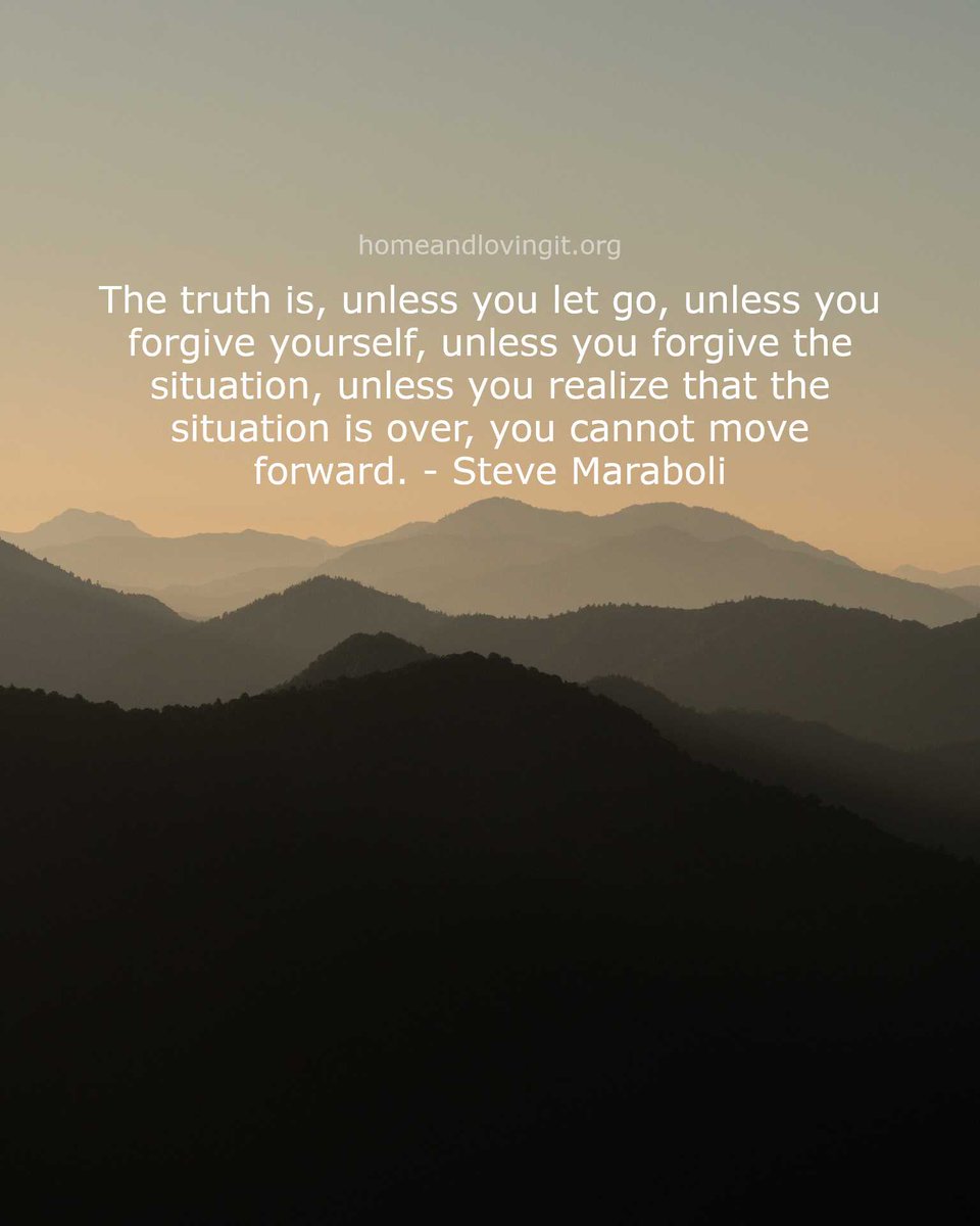 The truth is, unless you let go, unless you forgive yourself, unless you forgive the situation, unless you realize that the situation is over, you cannot move forward. - Steve Maraboli

homeandlovingit.org/2021/11/06/quo…