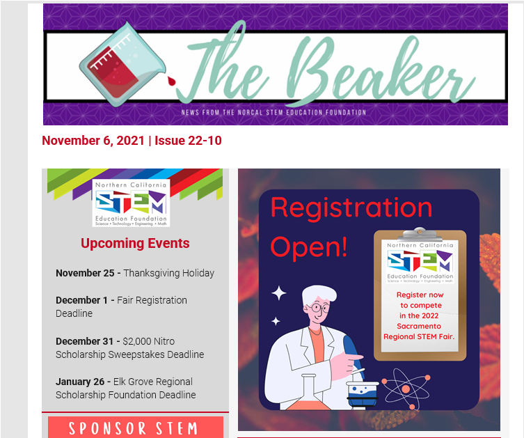 SacSTEMFair's tweet photo. https://t.co/mxUGJHYlJi
Check out the Beaker- November 2021! https://t.co/qNEGCH5oPL