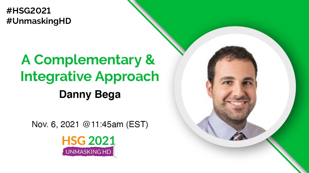 HuntingtonSG's tweet photo. Coming up soon at #HSG2021: #UnmaskingHD

#HuntingtonsDisease: A Complementary and Integrative Approach with Danny Bega https://t.co/zcHEX45YQp