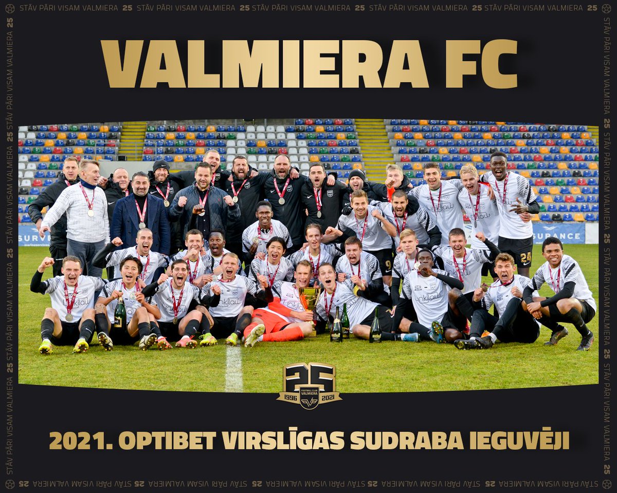 Paldies visiem par lielisko sezonu, sudrabs ir mūsu 🙌

Palicis vēl viens pakāpiens līdz Valmiera stāvēs pāri visam 💪

#Sudrabs #Virsliga2021 #OptibetVirsliga #ValmieraFC #StāvPāriVisamValmiera ⚫⚽️🟢