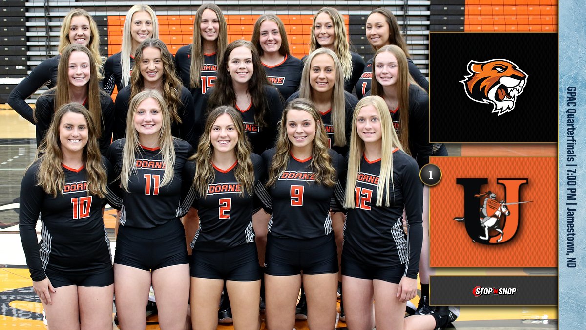 A new season is upon us, post-season! #DoaneVB will take on Jamestown in the opening game of the GPAC Tournament tonight at 7 PM in Jamestown.

📽️ portal.stretchinternet.com/jamestown/
📊 doanestats.com