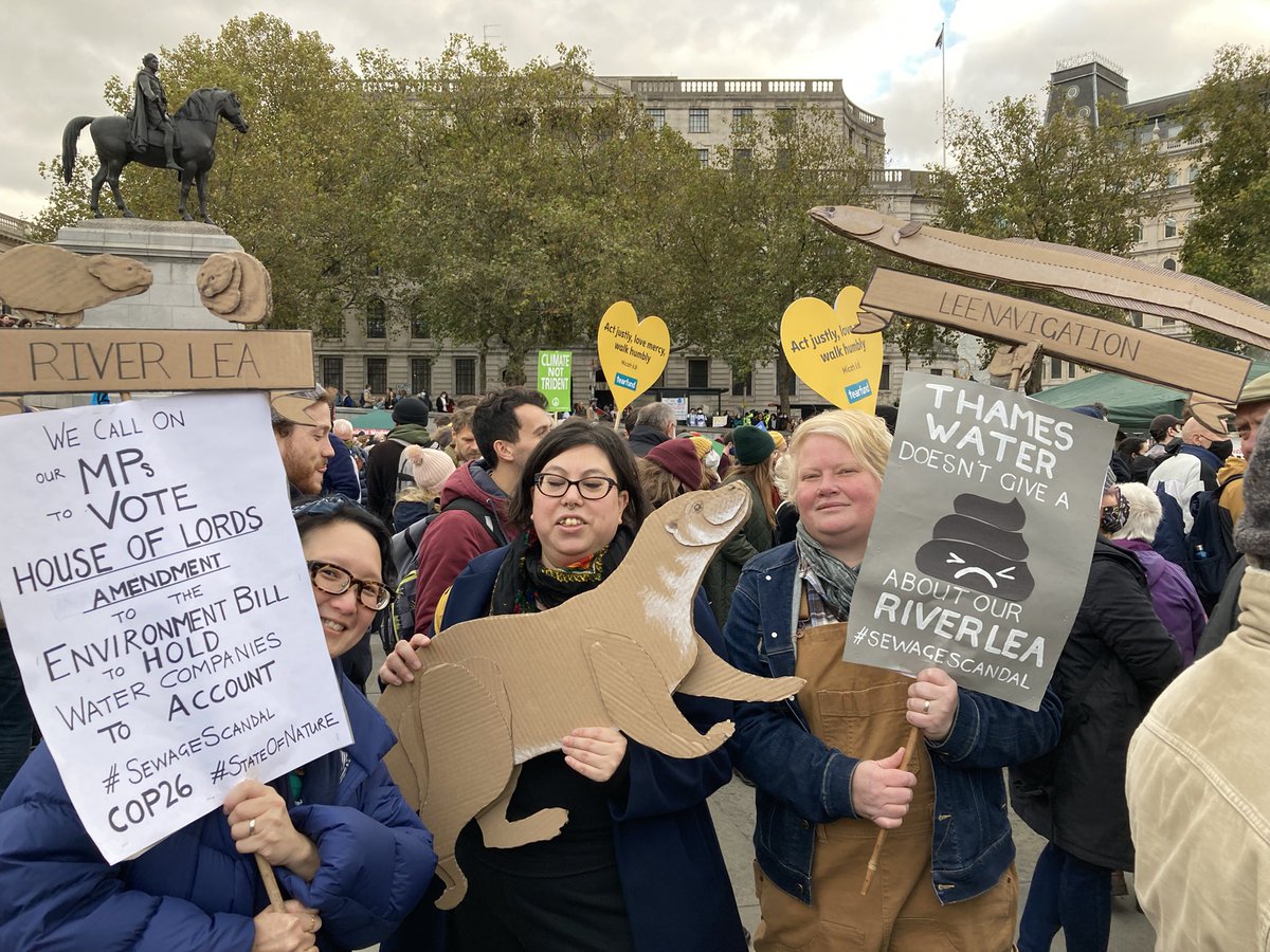 Marched today for our #RiverLea #wildlife calling for #healthyrivers #healthyseas #COP26 & for our MPs to vote for the House Of Lords amendment to the #EnvironmentBill to hold water companies accountable for stopping sewage being pumped into our rivers & seas #SewageScandal