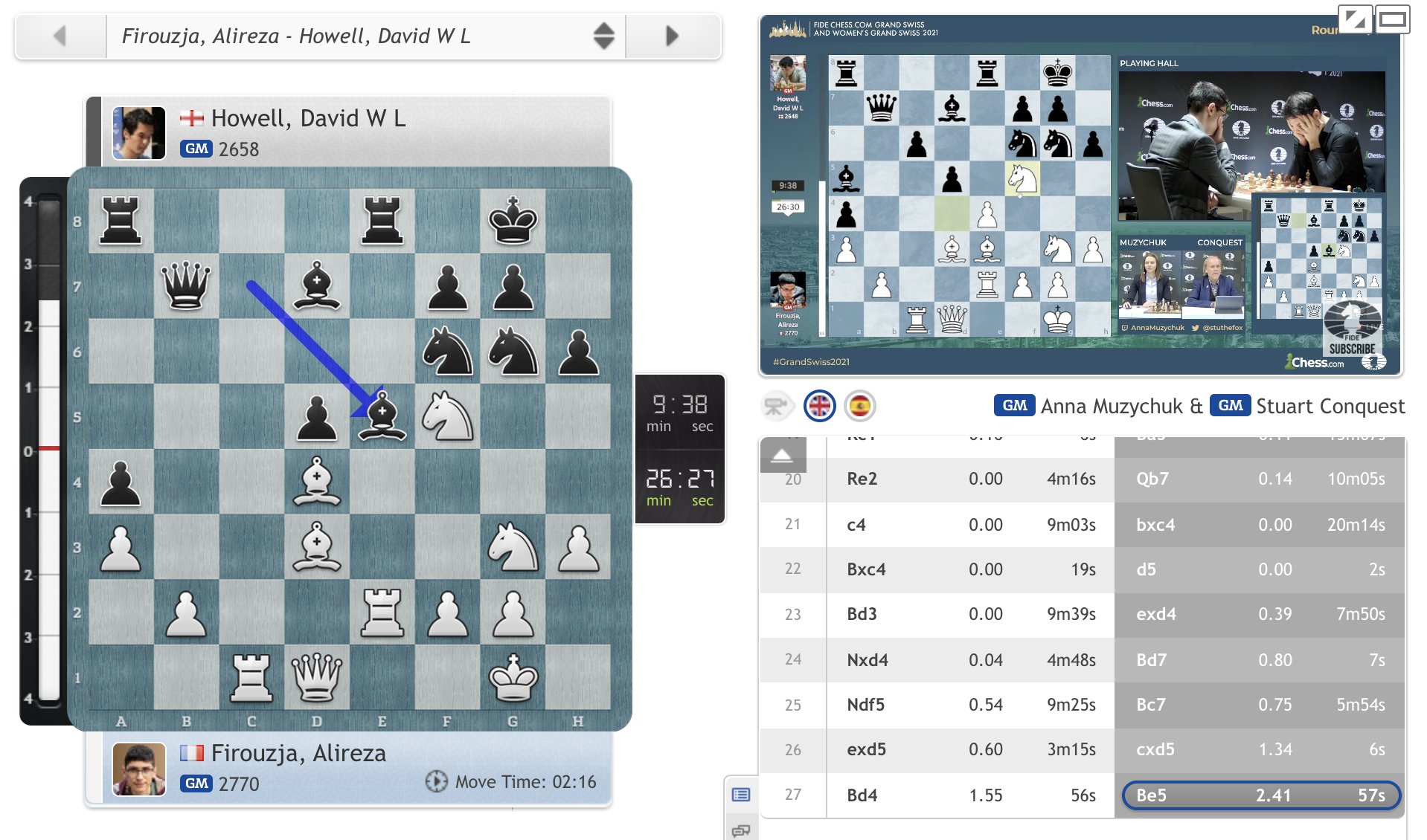 chess24 - Alireza Firouzja reaches 6.5/7 & 2798.9 with a