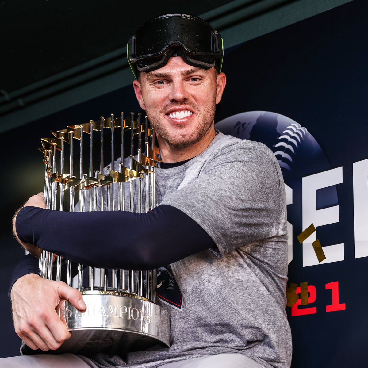 grantmcauley's tweet photo. Freddie Freeman hit the game-winning homer in the NLDS, then recorded the final out in both the NLCS and #WorldSeries.

Talk about an unforgettable Postseason for one of the all-time great #Braves. https://t.co/6ItMxLuvS2