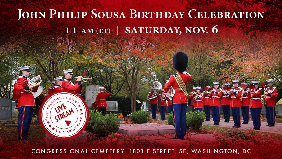marineband's tweet photo. #NowPlaying โ #JohnPhilipSousa march โThe Stars and Stripes Foreverโ https://t.co/K8wQggOOjm #HappyBirthdaySousa https://t.co/EPRkYRkjUY