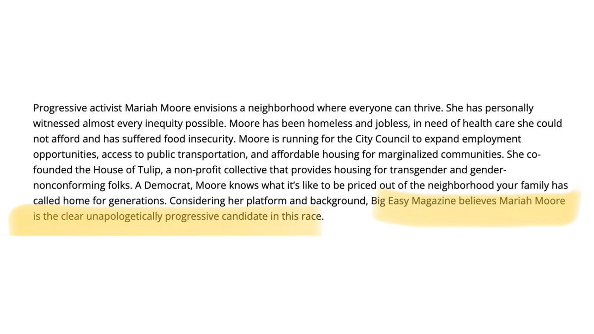 Unapologetically progressive. Check out <a href="/bigeasy_mag/">Big Easy Magazine</a>'s voter guide bigeasymagazine.com/2021/11/05/big…