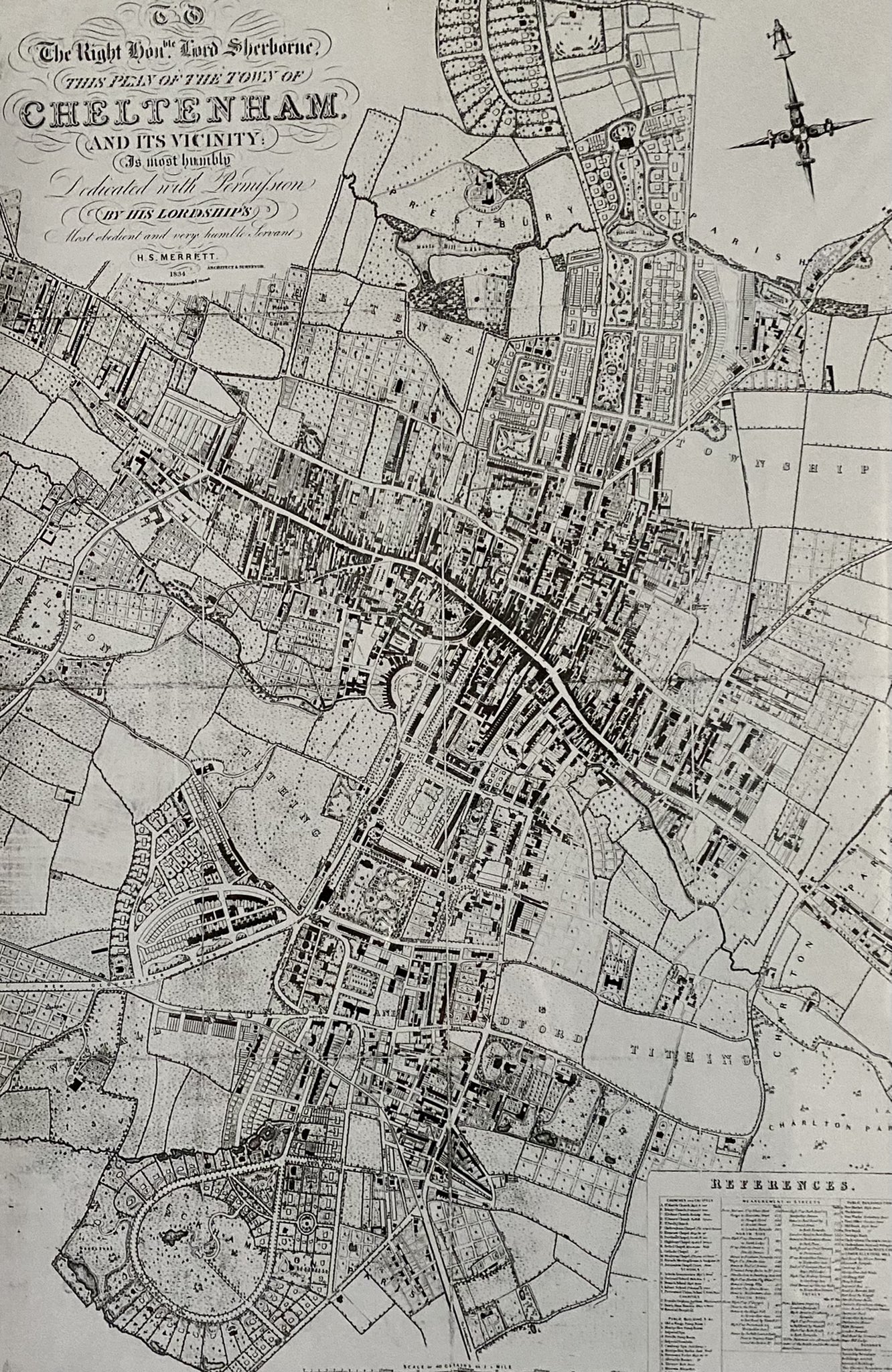 Cheltenham Civic Society on Twitter "Map of Cheltenham by HS Merrett, 1834. Note the cruciform
