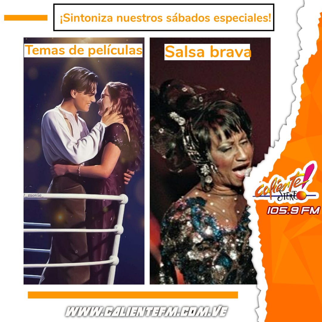 calientestereo's tweet photo. ¡Sintoniza HOY nuestro sábado especial!

Hoy estaremos con temas de películas y salsa brava🎶.

Recuerda que la cita es a las 9:00 p.m. ¡acompáñanos! 📻.

#somoscaliente 
#calientefm
#poderderadio 
#apoyandoaltalento
#venezuela https://t.co/depqgeGeIR