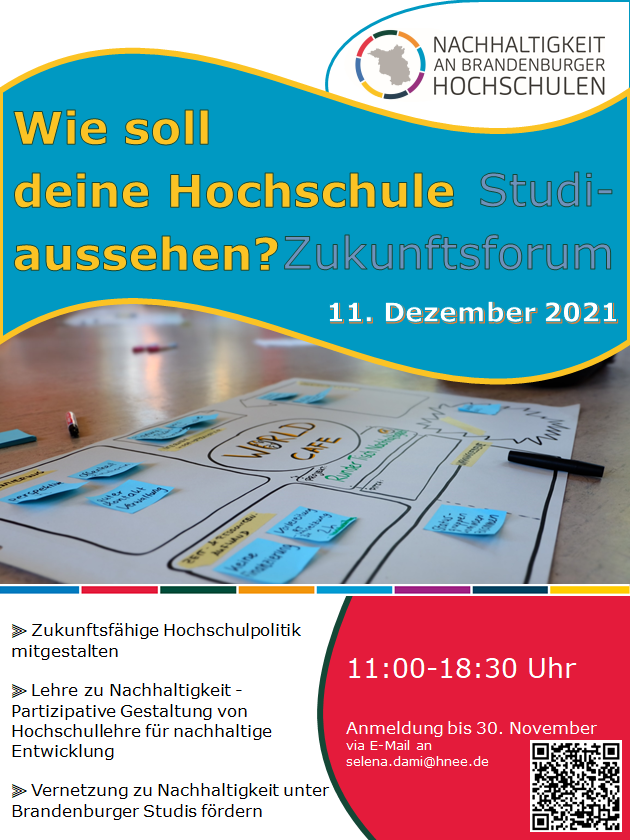 NaHoBrandenburg's tweet photo. ‼️Macht mit beim Studi-Zukunftsforum am Sa. 11.12. (11-18:30 Uhr)🗓️
Anmeldung bis 30.11.!
- Gestaltet eure Hochschule mit
- Vernetzt euch mit anderen Studis und tauscht euch über Nachhaltigkeit aus
Details und weitere Infos unter https://t.co/JrRsSpgqZa https://t.co/2DfpqxZk8J