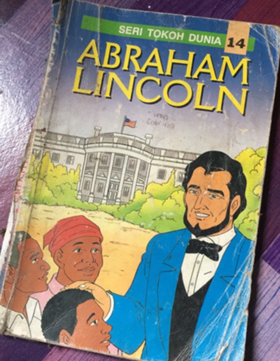 SabrinaNurma's tweet photo. My old books (2003) in the form of comic, and made me learn about The Great Emancipator when I was 7 years old.

Like Nelson Mandela said “education is the most powerful weapon which you can use to change the world.” https://t.co/IMyydXAlZ1