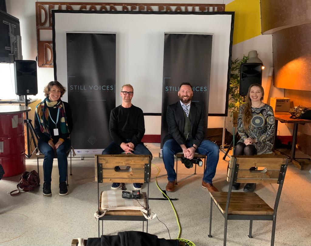 FilmIreland's tweet photo. Delighted to chat to 4 brilliant filmmakers at our Directors panel @SVFilmFest - Massive thanks for sharing their stories to Bridget O'Driscoll, Daniel Milton, Lee Williamson &amp; @AnneMarieKellyB &amp; top trumps hosting from Gemma @Creagh_Fish https://t.co/DwJCKKRLYd